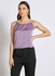Women's Polyester Straps Sleeveless Bare Back Solid Camisole With Boat Neck Purple