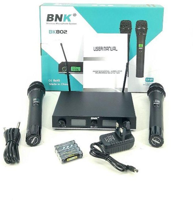 Bnk BK-802 Dual Channel VHF Wireless Microphone Set