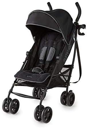 Summer 3Dlite+ Convenience Stroller, Matte Black – Lightweight Umbrella Stroller with Oversized Canopy, Extra-Large Storage and Compact Fold