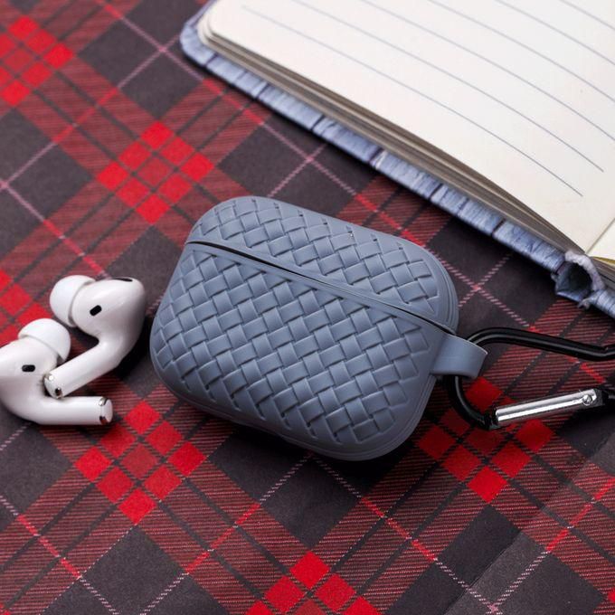 Soft Silicone Case For (Airpods Pro / Pro 2) - Unique Style With Weaving Design - Grey