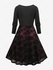 Plus Size Floral Mesh Lace Trim Chain Panel Ruched Dress - 4x | Us 26-28