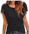 Sunweb Fashion Casual Short Sleeve T-shirt Tassel Decor Basic Tee Loose Tops ( Khaki )