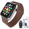 Magnetic Leather Strap with screen protector for Apple Watch 38mm Brown