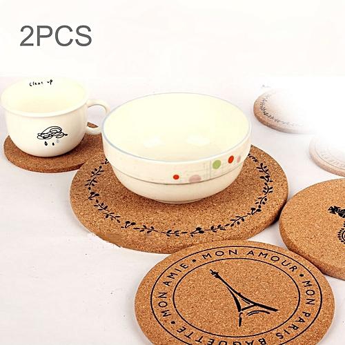 Sunsky 2 PCS Round Tower Pattern Cork Coasters Cup Cushion Holder Drink Cup Place Mat Coffee Coasters Wooden Holder Pad Cup Mat Round Cork Coaster, Size: 14.5*1cm