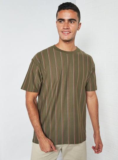 Striped Short Sleeve T-Shirt Washed Khaki Triple Stripe