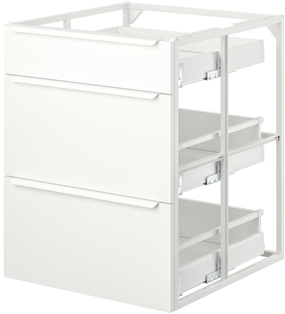 JÄRNBODA Base cabinet with drawers - white 60x62x75 cm