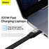 Baseus Bright Mirror 2 Series Fast Charging Cable,100W 1.2M 3 in 1 Retractable Type-C Charging Cable with Lightning/Type C/Micro Port 1.1M, for iPhone, for Samsung Galaxy, Huawei, OnePlus（BLACK）