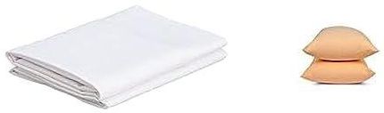 Bundle Of Pillowcases, 2 pcs, 50 * 70 cm, plain White + Home of linen-cotton pillow case set, size 50 * 70cm, peach