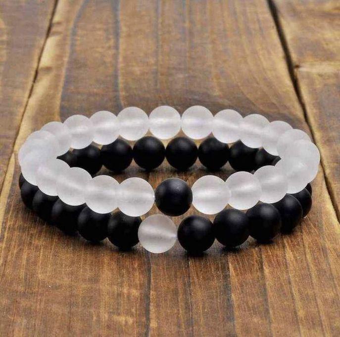 Set of 2 Couple Bracelets Black and White
