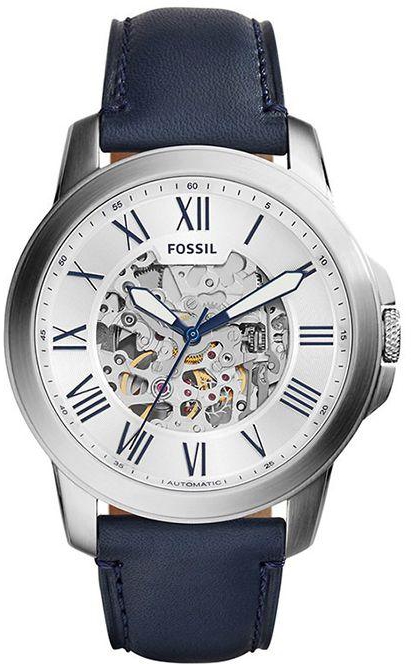 Fossil Blue Leather Silver dial Watch for Men's ME3111
