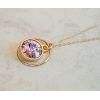 Violet Purple Round Swarovski Elements Crystal Circle Frame 20 Inch 14K Gold Fil LED Chain Necklace
