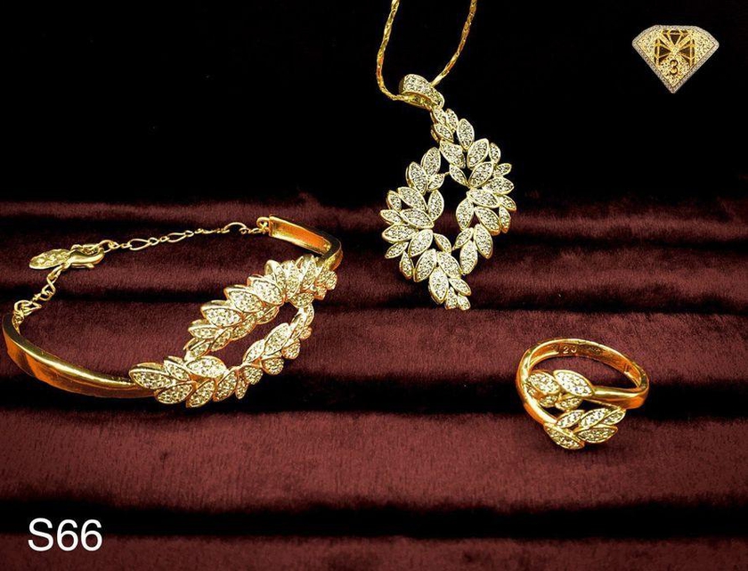 3Diamonds Jewelry Set Gold Plated Zircon Stones Whole Set