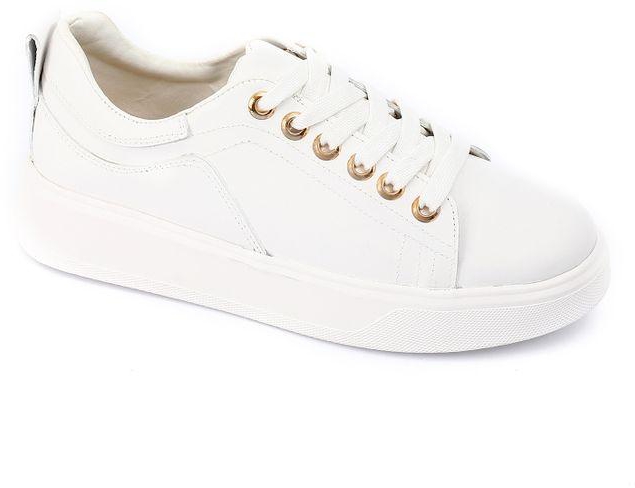 Mr Joe Plain Lace Up Leather Platform White Sneakers