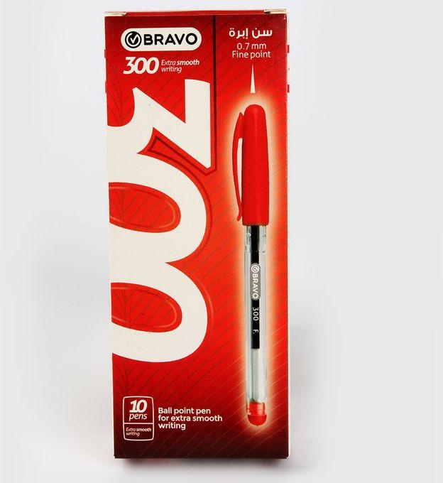 Bravo Ballpoint Pen 0.7 Mm Model 300 Red 10 Pieces