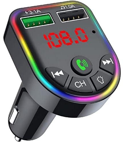 Car Bluetooth 5.0 MP3 Player FM Transmitter Handsfree Audio Receiver Dual USB Fast Charger Support TF Card/U Disk