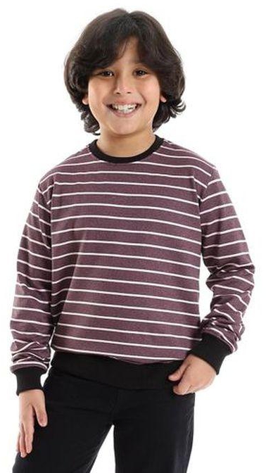 Andora Slip On Striped White, Purple & Black Sweatshirt