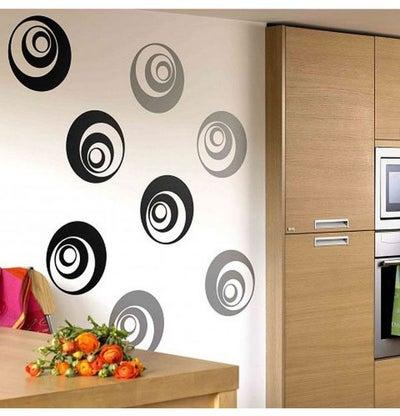Circular Pattern Wall Sticker Black/Grey 45x60cm