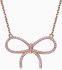Genevive Rose-plated Sterling Silver Cubic Zirconia Bow Tie Necklace