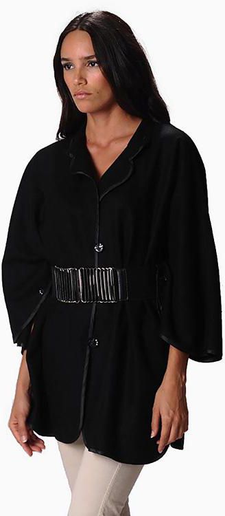 Sara Boo Women's Black Oversized Belted Coat