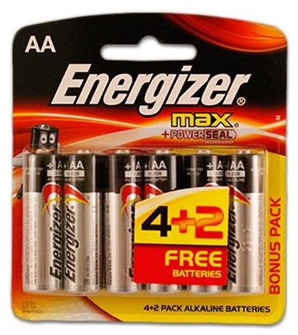 Energizer AA Alkaline Batteries E91 - 4 + 2 free