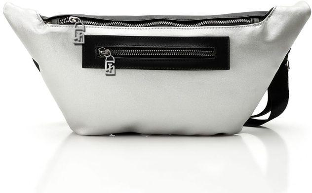 Silvio Torre Stylish Trendy Waist Bag - Silver & Black