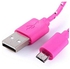 Generic 2 Meter Nylon Micro USB Data Cable For Smartphone - Pink