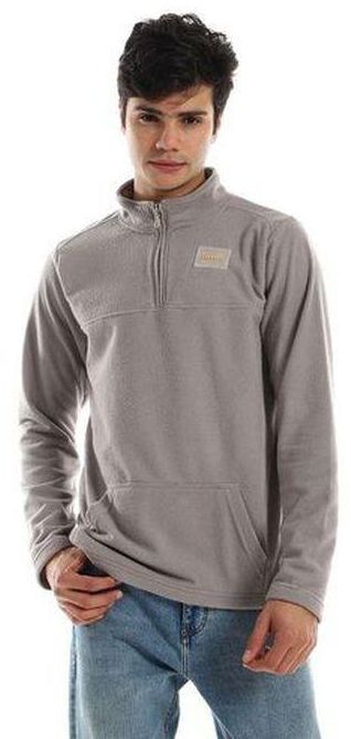 Andora Grey Zip Through Neck Long Sleeves Sweater