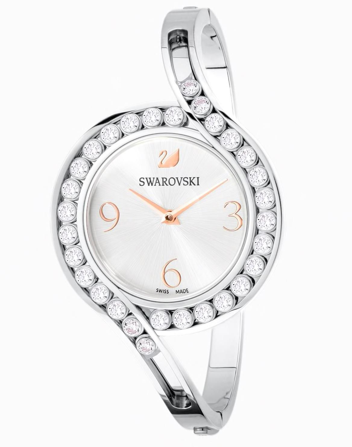 Swarovski Lovely Crystals Bangle Watch, Metal Bracelet, Stainless Steel, White