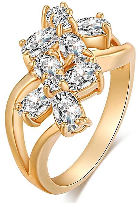 Womens 18K White Sapphire Gold Plated Fashion Gemstone Ring 9 High Quality