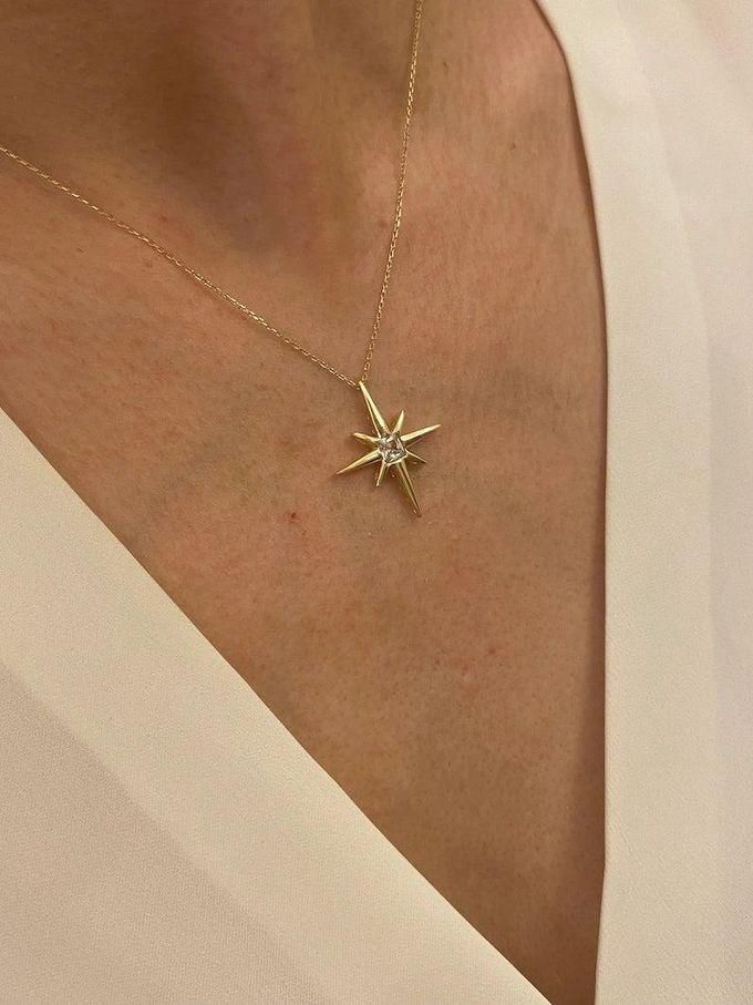 Artsy Celestial North Star Necklace-Silver