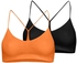 Silvy Set of 2 Bras for Women - Orange / Black, Medium