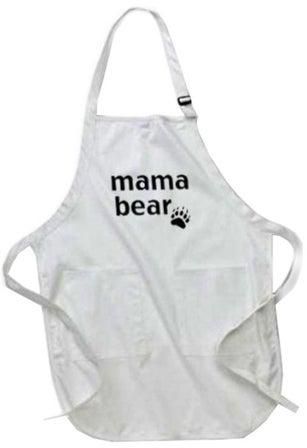 Mama Bear Printed Apron With Pockets White multicolor 20x30cm