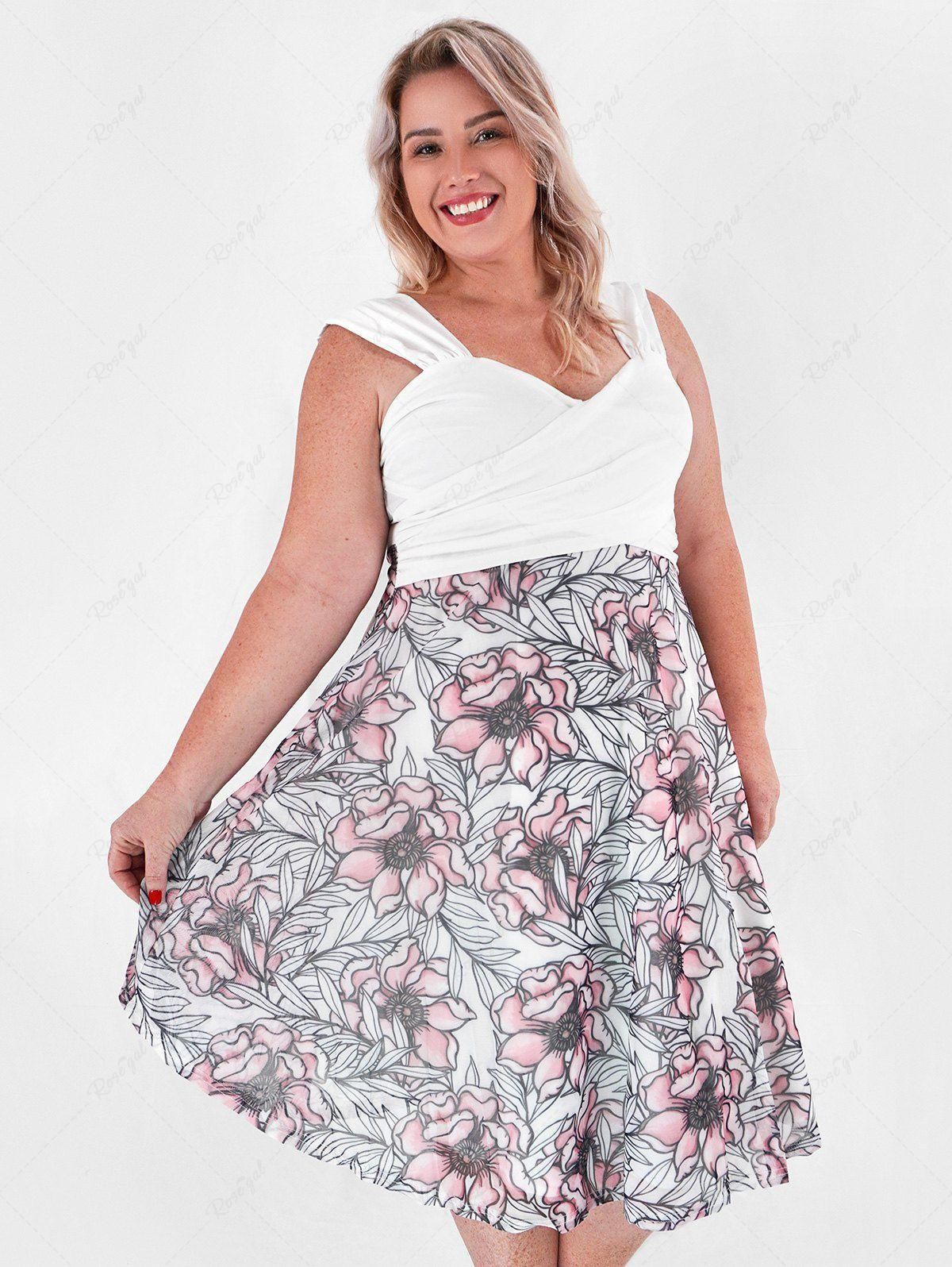 Plus Size & Curve Floral Print Crossover Midi Dress - 4x | Us 26-28
