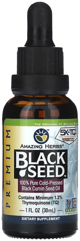 Amazing Herbs (أميزينغ هربس)‏, الحبة السوداء ، زيت بذور الكمون الأسود النقي المعصور على البارد ، 1 أونصة سائلة (30 مل)
