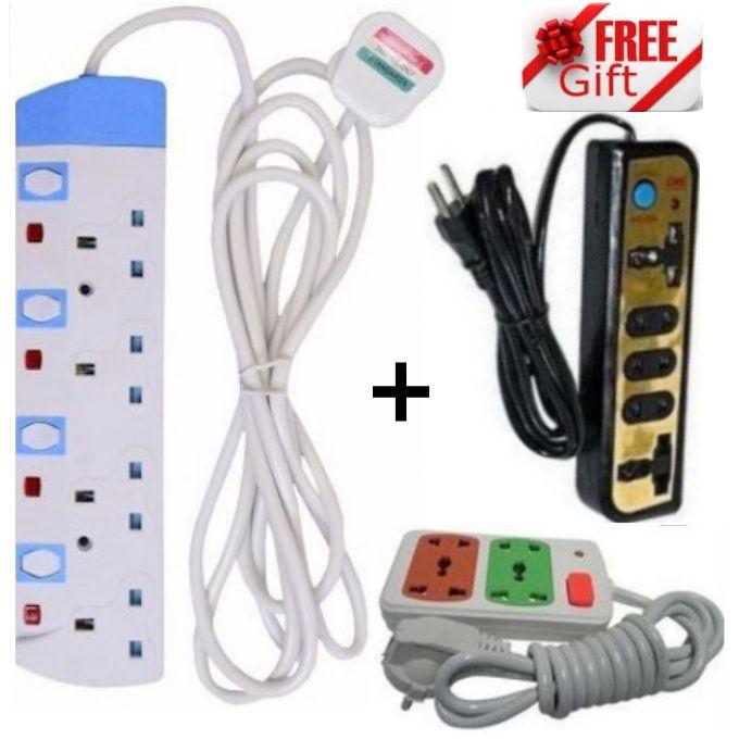 Power King 4 Way Power Extension Socket With Switch + Gifts
