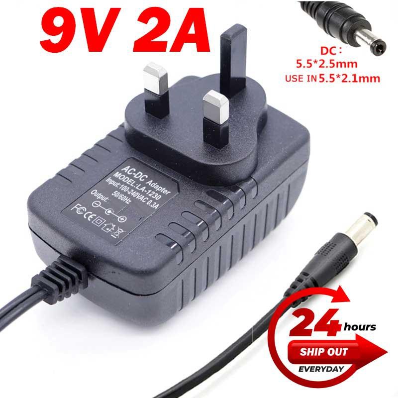 Malaysia 3 Pin AC to DC (5.5*2.5mm) 9V 2A Switching Power Supply Adapter DC