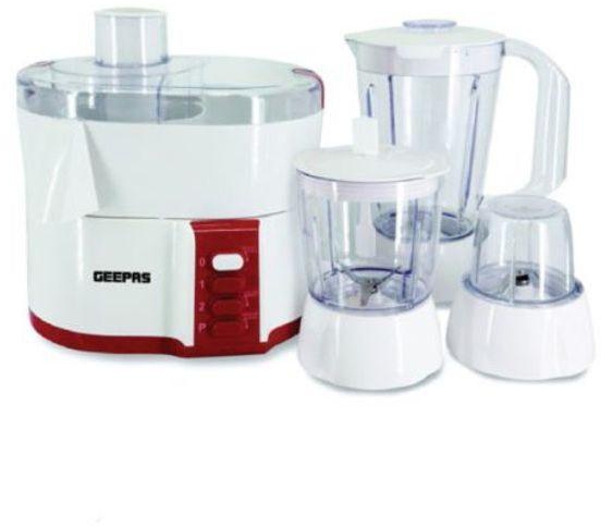 Geepas 4-In-1 Food Processor 400W GSB9890 White/Red/Clear
