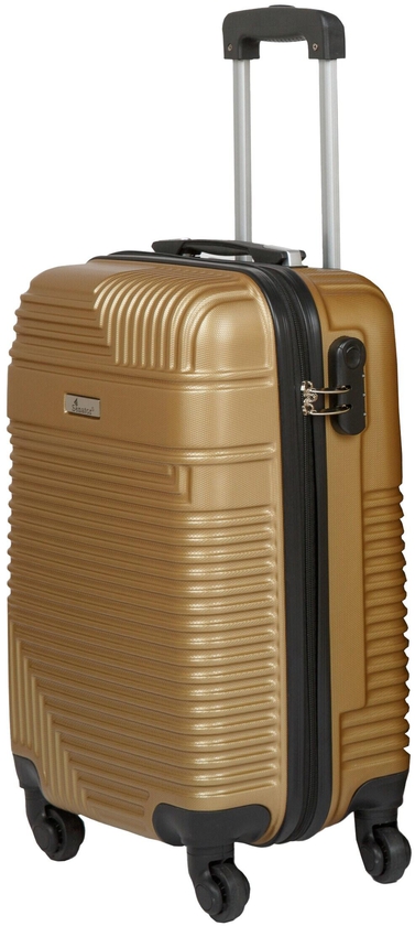 Senator Hard Case Medium Luggage Trolley Suitcase for Unisex ABS Lightweight Travel Bag with 4 Spinner Wheels KH120 Gold