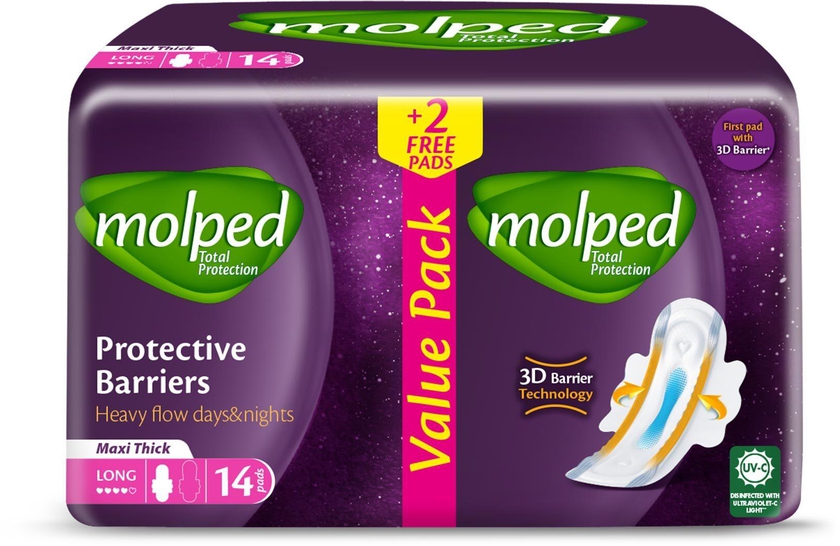 Molped Total Protection Long Sanitary Pads - 14 Pads
