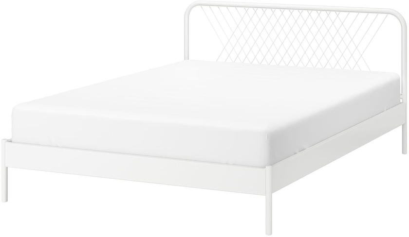 NESTTUN هيكل سرير - أبيض/Lindbåden ‎160x200 سم‏