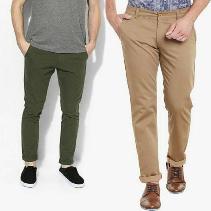 2 In 1 Men Quality Chinos- Green And Carton Brown