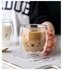 Cute Bear Shape Double Wall Insulated Glass Cup Clear