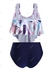 Ruched Strappy Feather Print Flounces Plus Size Tankini Swimsuit - 4x