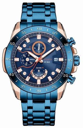 Chronograph Watch for Men Stainless Steel Waterproof Luminous Wristwatch
