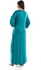 Kady Balloon Long Sleeves Plain Dress With Waist Lace Up - Turquoise