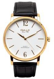 OMAX WATCH LEATHER BLACK GOLD WITH WHT FOR UNISEX - 00pr0035qb08