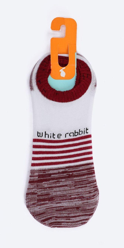 White Rabbit Heather Burgundy & White Casual Cotton Ankle Socks