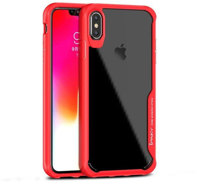 Soft Transparent PC/TPU Case For IPhone X Max With Color Frame - RED