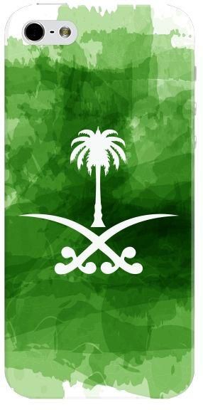 حافظة فاخرة رقيقة سهلة التركيب بتصميم شعار السعودية مطفي اللمعان لهواتف ابل ايفون SE, 5 و 5S من ستايليزد