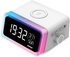 Remson Omni 15W Digital LED RGB Alarm Clock with Wireless Charger and Speaker &ndash; White